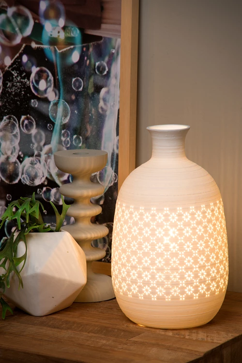 Lucide TIESSE - Lampe de table - Ø 15,4 cm - 1xE14 - Blanc - ambiance 2